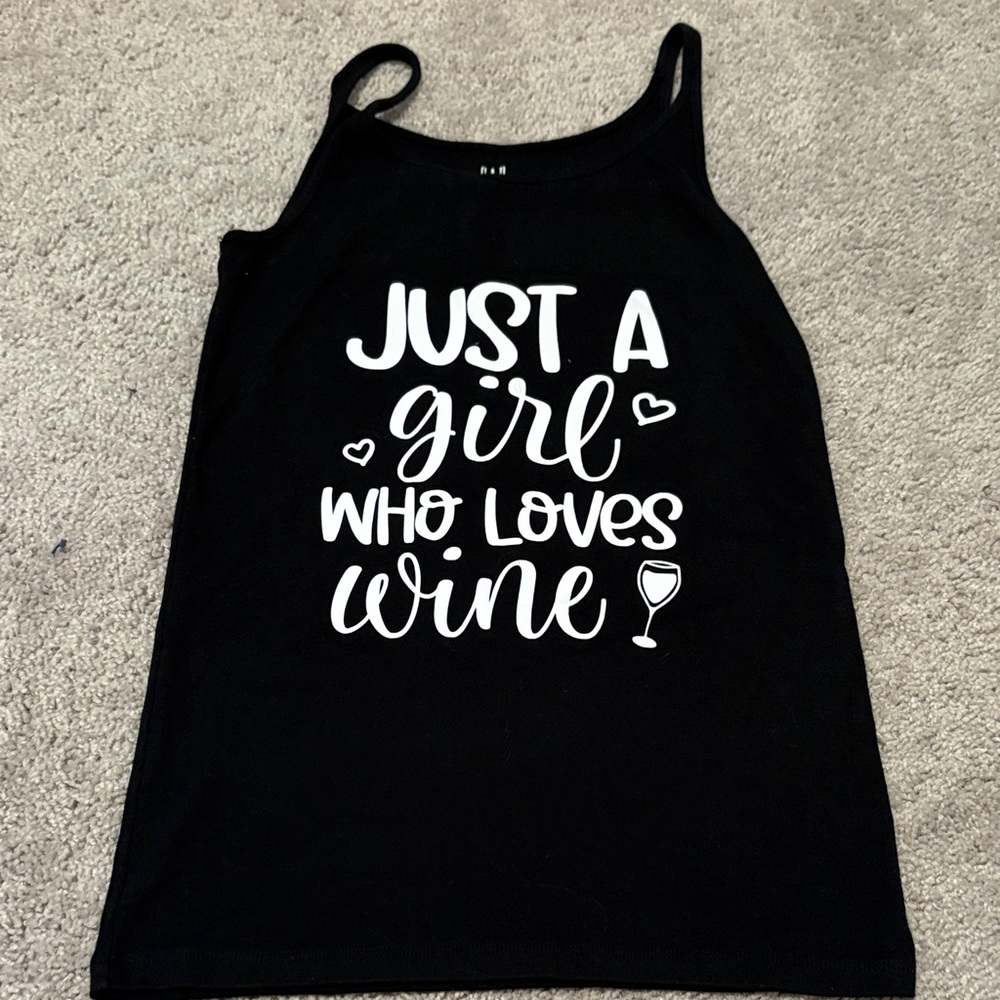 Black Graphic Wine-Lover Slim Tank Top